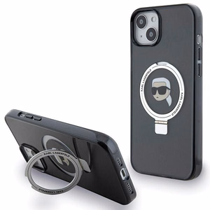 Karl Lagerfeld gredzena statīva Karl Head MagSafe viedtālruņa apvalks iPhone 15 Plus / 14 Plus - melns