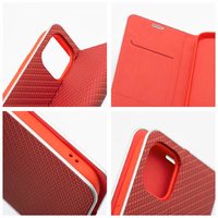 LUNA Book Carbon viedtālruņa apvalks sarkans