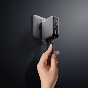Cuktech AD1204U 120W Wall Charger with Display and USB-C Cable - Silver