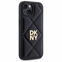 DKNY Quilted Stack Logo viedtālruņa apvalks iPhone 15 - melns