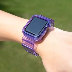 Силиконовый ремешок-браслет с чехлом и подсветкой для Apple Watch 44mm - фиолетовый