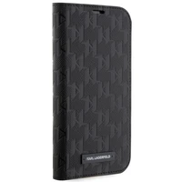 KARL LAGERFELD KLBKP14SSAKLPK IPHONE 14/15/13 6.1 "GRĀMATIŅAS TIPA MACIŅŠ MELNS / MELNS SAFFIANO MONOGRAM