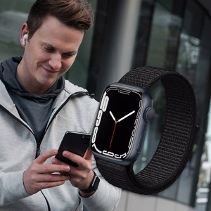 Crong Nylon Reflex Sport siksniņa Apple Watch 44 / 45 / 46 / 49 mm, melna
