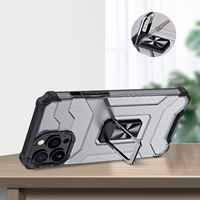 Kristāla gredzena viedtālruņa apvalks ar statīvu izturīgs aizsargvāks iPhone 13 Pro zils