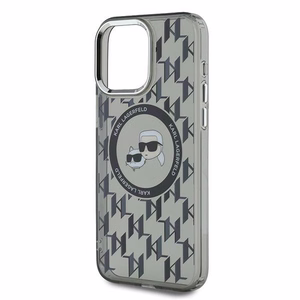 Karl Lagerfeld IML Monogramma Karl & Choupette Galva Magnētiskais Viedtālruņa apvalks iPhone 15 Pro - melns