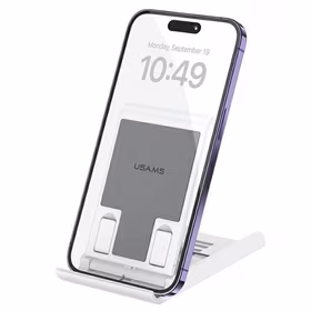 USAMS Salokāms galda statīvs telefonam/planšetei balts ZJ073ZJ02 (US-ZJ073)