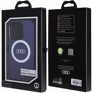 Audi IML Magnētiskais apvalks viedtālrunim iPhone 15 Pro ar lielu logotipu - zils