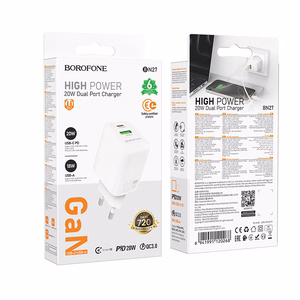 Borofone Lādētājs BN27 USB + Type C - QC 3.0 PD 20W balts