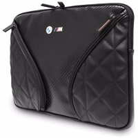 BMW Carbon Pockets & Metal Logo Sleeve 14 collu portativa datora soma - melns