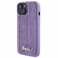Guess Sequin Script Metal viedtālruņa apvalks iPhone 15 - violeta