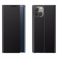 Sleep Case grāmatas tipa apvalks ar viedo logu iPhone 13 mini melns