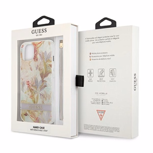 Guess GUHCP13SHFLSU iPhone 13 mini 5.4" violets cietais viedtālruņa apvalks ar ziedu siksniņu