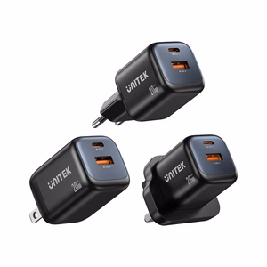 Unitek GaN tīkla lādētājs USB-A un USB-C 20W melns