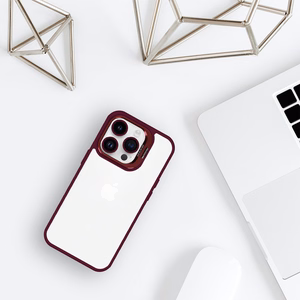 Tel Protect Viedtālruņa apvalks ar statīvu + kameras stikls Iphone 15 Plus bordo