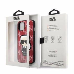 Karl Lagerfeld KLHCP13MPMNIKPI iPhone 13 6.1" cietais apvalks sarkans/sarkans Monogramma Ikonik Plāksteris
