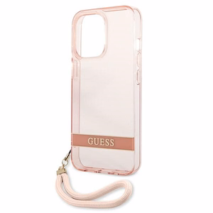 Guess caurspīdīgs siksniņas maciņš iPhone 13 Pro Max rozā