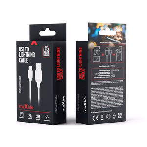 Maxlife kabelis USB - Lightning 3,0 m 2A balts