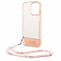 Guess GUHCP14XHGCOHP iPhone 14 Pro Max 6.7" rozā/rozā cietais apvalks Translucent Pearl Strap