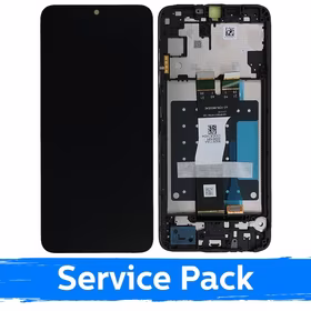 LCD displejs saderīgs ar Samsung A057 A05s melns ar rāmi (Service Pack)