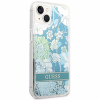 Guess GUHCP14MLFLSN iPhone 14 Plus 6.7 "zaļš/zaļš cietais apvalks Flower Liquid Glitter