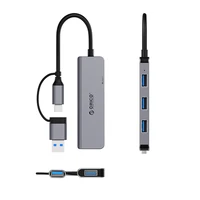 Orico YSA5-U3 USB-A/USB-C Hub dokstacija 3x USB-A 2.0 + 1x USB-A 3.0 - pelēka