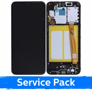 LCD Displejs Saderīgs ar Samsung A202 A20e Melns Ar Frame (Service Pack)