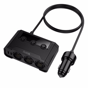 Auto lādētājs Hoco 2xUSB A + 2xUSB C+3x cigarešu šķiltavas pieslēgvietas PD QC3.0 240W Z64 melns