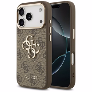 GUESS GUE005483 (PU W/ Big 4G Classic Logo) aizsargvāciņš ierīcei iPhone 18 Pro / 17 Pro, krāsa – brūna un zelta