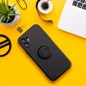 Silikona Ring maciņš modelim iPhone 17 Pro Max / 18 Pro Max – melns