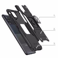 Wozinsky Ring Armor viedtālruņa apvalks ar statīvu izturīgs aizsargpārsegs Samsung Galaxy A42 5G sudraba