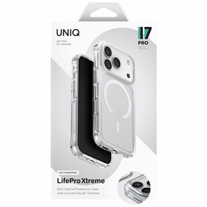 Uniq LifePro Xtreme Magclick uzlādes apvalks viedtālrunim iPhone 17 Pro - caurspīdīgs ar spīdumiem