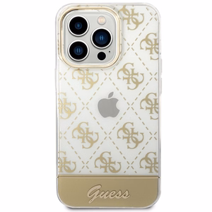 Guess GUHCP14XHG4MHG iPhone 14 Pro Max 6.7" auksinis / auksinis viedtālruņa apvalks 4G ar rakstainu šrifta dizainu
