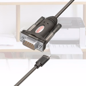 UNITEK Y-1105K seriālais kabelis Melns 1,5 m DB-9