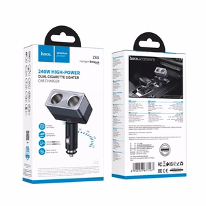 Viedais dual cigarešu šķiltavu Auto lādētājs Hoco 2 lighter porti max 240W/24V Z65 melns