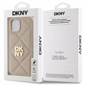 DKNY Quilted Stack Logo viedtālruņa apvalks iPhone 15 - bēšs