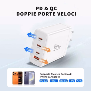 Tech-Protect NC120W-GAN 4 portu 120 W sienas lādētājs - balts