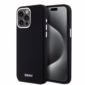 DKNY DKHMP14XSMCHLK iPhone 14 Pro Max6.7" melns maciņš Liquid Silicone Small Metal Logo MagSafe
