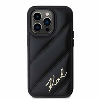 Karl Lagerfeld Diagonal Quilted Script viedtālruņa apvalks iPhone 14 Pro - melns
