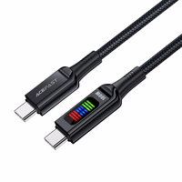 Acefast C7-03 USB-C USB-C 100W 1.2m kabelis ar ekrānu - melns