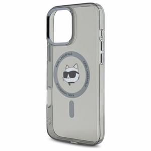 Karl Lagerfeld IML Metal Choupette Head Magnētiskais viedtālruņa apvalks iPhone 16 Pro Max - melns