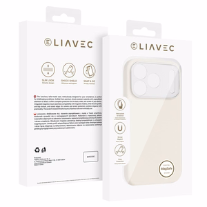 Liavec Silk Shield maciņš ar metāla kameras rāmi priekš Iphone 17 Pro Max bēšs