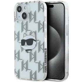 Karl Lagerfeld IML Choupette galvas un monogrammas apvalks iPhone 15 / 14 / 13 - caurspīdīgs