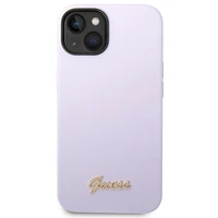 Guess GUHCP14SSLSMU iPhone 14 6.1" violets silikona apvalks viedtālrunim ar trīsstūrveida dizainu