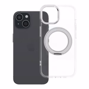 Case for iPhone 15 Frame Circle Stand compatible with MagSafe transparent