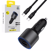 Blavec Car charger BS-06D-C Trip - USB + 2xType C - QC 3.0 18W PD 65W with Type C to Type C (CCBS06DCQ-U2CB) black