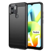 Carbon Case viedtālruņa apvalks Xiaomi Redmi A1+ elastīgs silikona oglekļa pārklājums melns