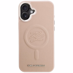 Karl Lagerfeld iniciāļu un metāla logotips MagSafe maciņš iPhone 16 Plus - rozā