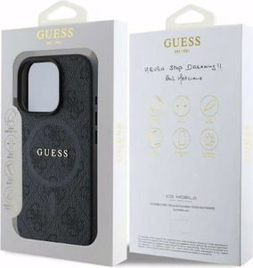Guess 4G Gredzena klasiskā logotipa MagSafe viedtālruņa apvalks iPhone 16 Pro - melns