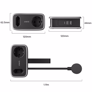 Orico AP3 65W GaN 6in1 strāvas sadalītājs 2x AC + 2x USB-A + 2x USB-C - melns