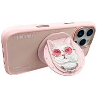 AmazingThing Nimmy Glasses Cool Cat MagSafe apvalks viedtālrunim iPhone 16 Pro – rozā